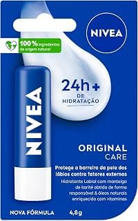 NIVEA Hidratante Labial Original Care 4,8g, Hidratação Intensa 24h, Protege contra Ressecamento, Cuidado Diário, Manteiga ...