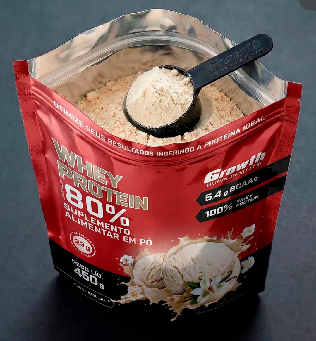 Whey Protein Concentrado 450g Growth Supplements Baunilha